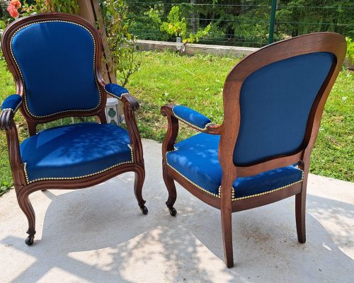 Fauteuil cabriolet Louis-Philippe atelier SEDENTaire SEVERAC AVEYRON Tapissier Lozere Tissu THEVENON 12150